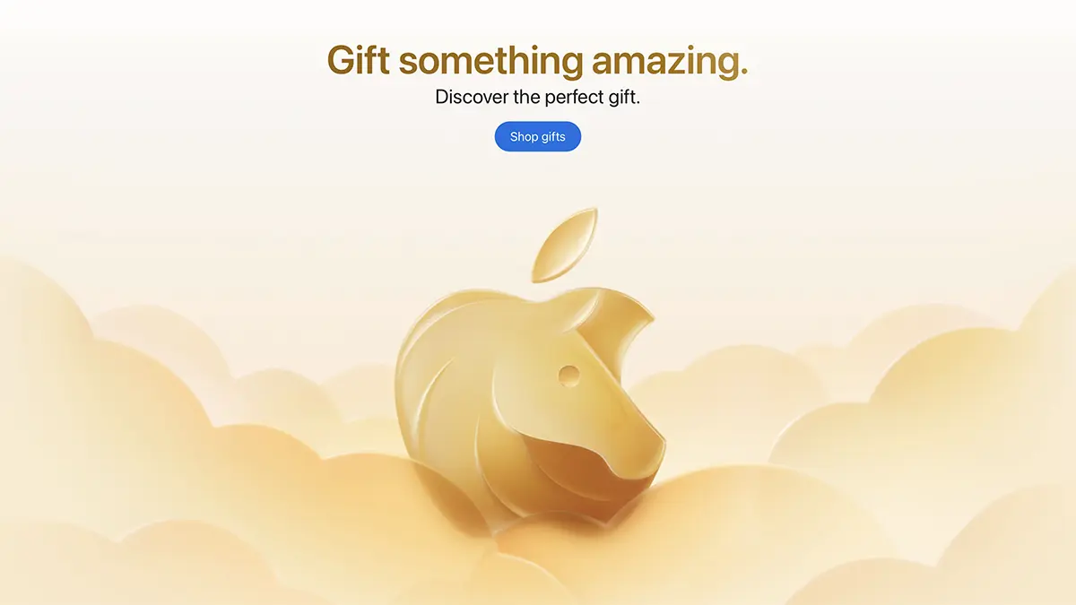 内側に馬の横顔のイラストをあしらったAppleマーク