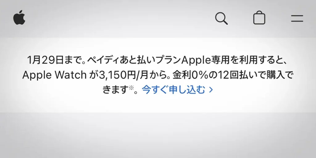 Apple Watch 12回分割払い金利0％キャンペーン