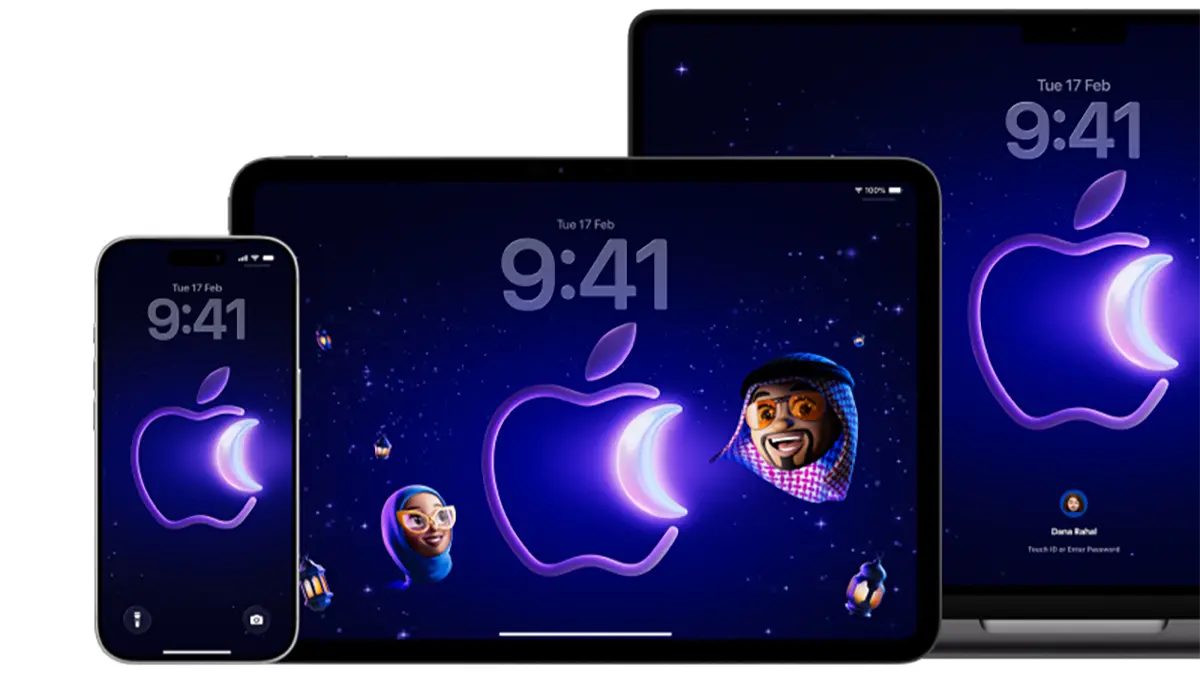 ラマダン向けの壁紙が設定されたiPhoneとiPad、MacBook